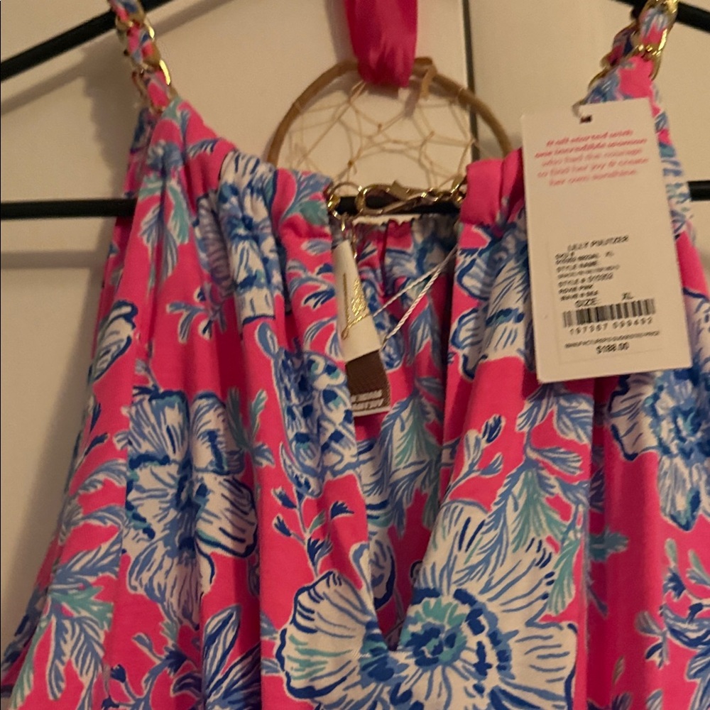 Lilly Pulitzer Pink and Blue Floral Dress midi